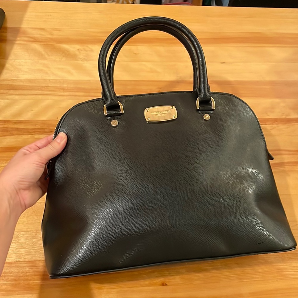 Michael Kors black leather structured handbag